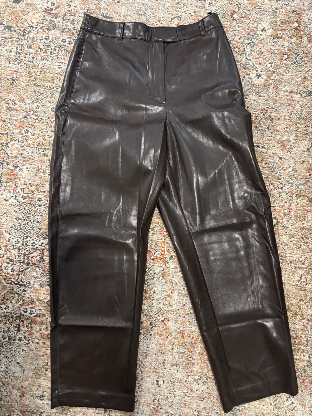 Babaton Dark Brown Faux Leather Trousers